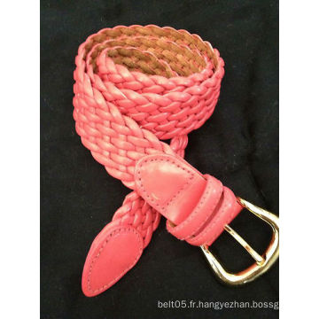 Talbots Ceinture tissée en cuir rose Boucle en laiton massif Nouvelle ceinture champion